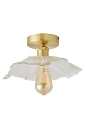 ValueLights Cassia Clear Glass Flower Gold Flush Ceiling Light with LED Bulb - thumbnail 6