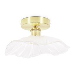 ValueLights Cassia Clear Glass Flower Gold Flush Ceiling Light with LED Bulb - thumbnail 2