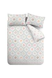 Catherine Lansfield 'Cameo Floral' Reversible Duvet Cover Set in Light Green - Size: Double - thumbnail 5