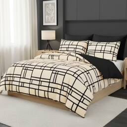 Pamposh Luxury Duvet Cover Set King Size Reversible Quilt Covers in Taupe - Size: Double