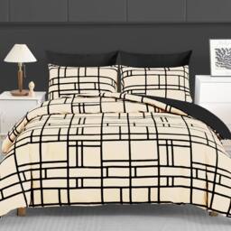 Pamposh Luxury Duvet Cover Set King Size Reversible Quilt Covers in Taupe - Size: Double - thumbnail 2