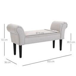 HOMCOM Bed End Bench Sofa Lounge Window Padded Seat Hallway with Wooden Leg in Light Grey - thumbnail 3