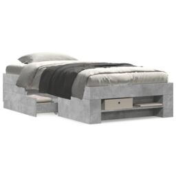 Berkfield Home Bed Frame without Mattress Concrete Grey 75x190cm Engineered Wood - Size: 75x190 cm - thumbnail 4