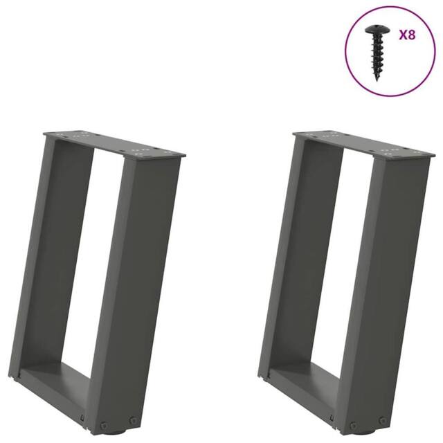 Berkfield Home Coffee Table Legs U-Shaped 2 pcs Anthracite 28x(42-43) cm Steel in Charcoal - image 1