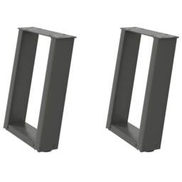 Berkfield Home Coffee Table Legs U-Shaped 2 pcs Anthracite 28x(42-43) cm Steel in Charcoal - thumbnail 2