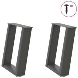 Berkfield Home Coffee Table Legs U-Shaped 2 pcs Anthracite 28x(42-43) cm Steel in Charcoal - thumbnail 1