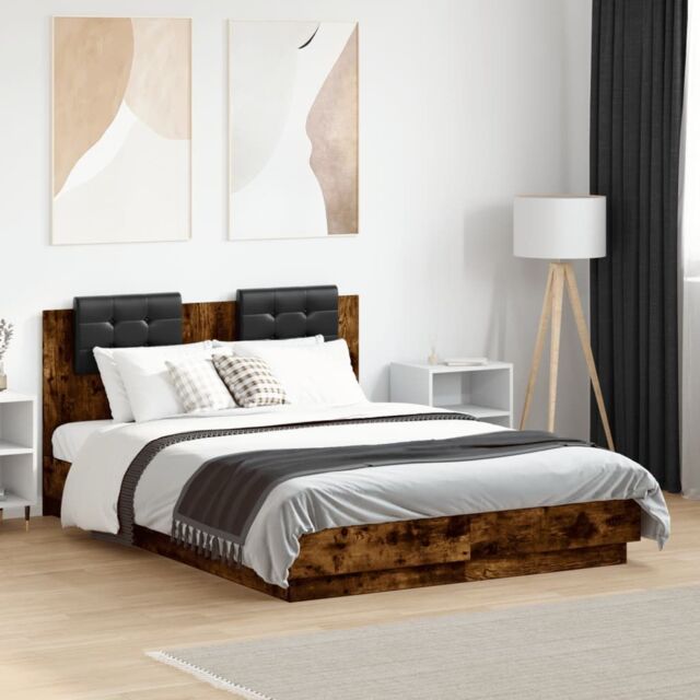 Berkfield Home Bed Frame without Mattress Smoked Oak 120x190 cm Small Double in Brown - image 1