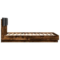 Berkfield Home Bed Frame without Mattress Smoked Oak 120x190 cm Small Double in Brown - thumbnail 5