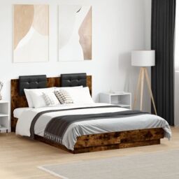Berkfield Home Bed Frame without Mattress Smoked Oak 120x190 cm Small Double in Brown - thumbnail 1