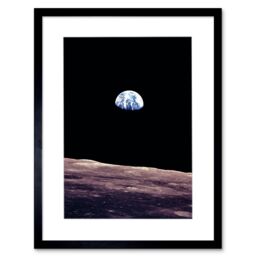 Artery8 Earthrise Space Photo Planet Earth Lunar Moon Crater Surface 1968 NASA Bill Anders Timeless Picture Framed Wall Art Print Picture 12X16 inch - thumbnail 1