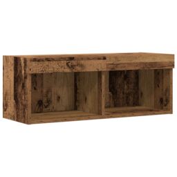 Berkfield Home TV Wall Cabinet with LED Lights Old Wood 80x30x30 cm in Brown - Size: 80 x 30 x 30 cm - thumbnail 6