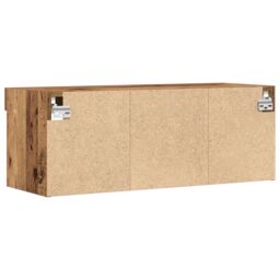 Berkfield Home TV Wall Cabinet with LED Lights Old Wood 80x30x30 cm in Brown - Size: 80 x 30 x 30 cm - thumbnail 9