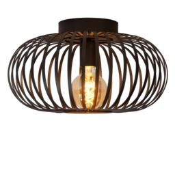 Lucide 'MANUELA' Stylish Dimmable Indoor LED Flush Ceiling Light 1xE27 in Black - thumbnail 4
