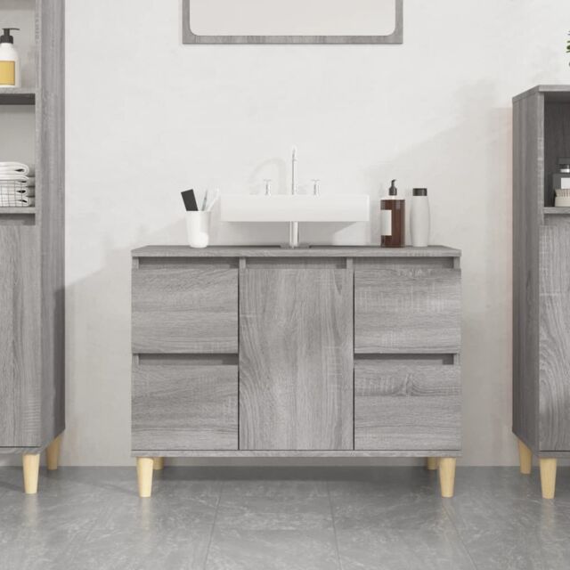 Berkfield Home Sink Cabinet Grey Sonoma 80x33x60 cm Engineered Wood - Size: 80 x 33 x 60 cm - image 1