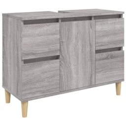 Berkfield Home Sink Cabinet Grey Sonoma 80x33x60 cm Engineered Wood - Size: 80 x 33 x 60 cm - thumbnail 2