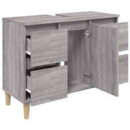 Berkfield Home Sink Cabinet Grey Sonoma 80x33x60 cm Engineered Wood - Size: 80 x 33 x 60 cm - thumbnail 6