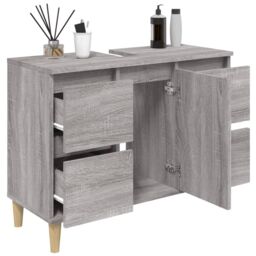 Berkfield Home Sink Cabinet Grey Sonoma 80x33x60 cm Engineered Wood - Size: 80 x 33 x 60 cm - thumbnail 4