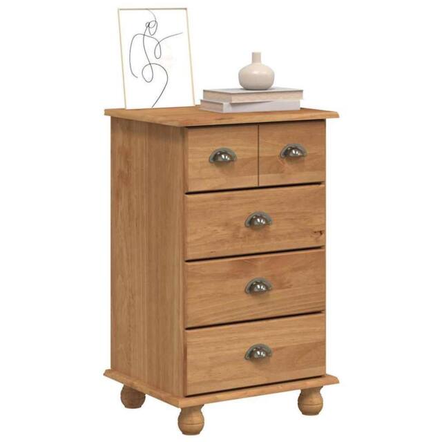 Berkfield Home Beautiful Chest of Drawers 'ASKIM'Honey Brown 45.8x40x79 cm Solid - image 1