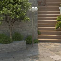 Berkfield Home Garden Lamp Post 3 Lamps 220 cm in White - thumbnail 4