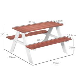 OUTSUNNY Kids Picnic Table, Wooden Table & Bench Set for 3-8 Years, Brown - thumbnail 3