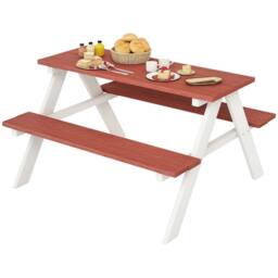 OUTSUNNY Kids Picnic Table, Wooden Table & Bench Set for 3-8 Years, Brown - thumbnail 2