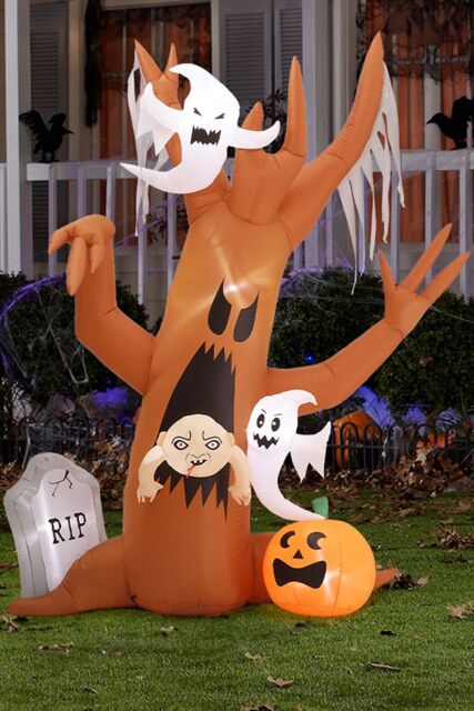 Living and Home 8FT Inflatable Halloween Ghost Tree Pumpkins in Brown - image 1