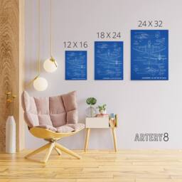 "Artery8 Junkers Ju 87 B1 Stuka Aircraft Blueprint Canvas Wall Art Print in Blue - Size: W18"" x H24""" - thumbnail 4