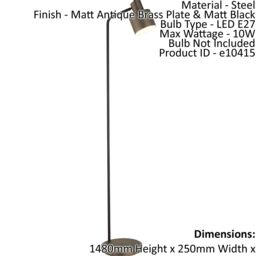 Loops Floor Lamp Light Matt Antique Brass & Matt Black 10W LED E27 Standing