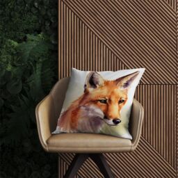 Warren Reed - Designer Fox Watercolour Outdoor Cushion in Brown - Size: 45 cm x 45 cm - thumbnail 2