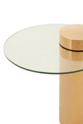 Orsina Clear Glass Rose Gold Base Side Table, Stylish & Modern Round Accent Table for Living Room & Hallway - thumbnail 3