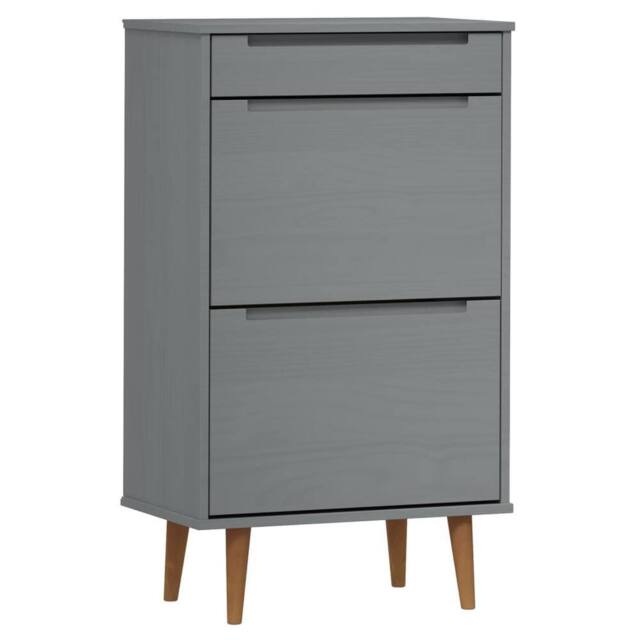 Berkfield Home Shoe Cabinet MOLDE Grey 59, 5x35x103 cm Solid Wood Pine - Size: 5 x 35 x 103 cm - image 1