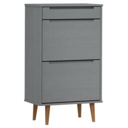 Berkfield Home Shoe Cabinet MOLDE Grey 59, 5x35x103 cm Solid Wood Pine - Size: 5 x 35 x 103 cm - thumbnail 1