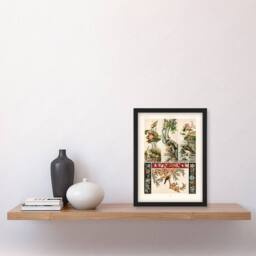 Artery8 Albert Racinet Framed Wall Art Chinese Patterns of Birds & Flowers in White - Size: A4 - thumbnail 2