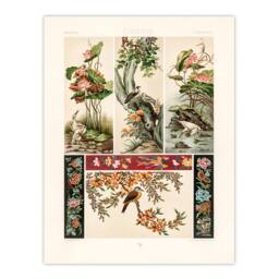 Artery8 Albert Racinet Framed Wall Art Chinese Patterns of Birds & Flowers in White - Size: A4 - thumbnail 3