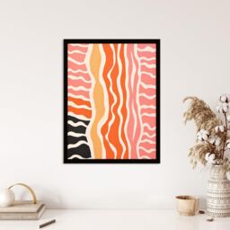 "Wee Blue Coo Wall Art Print The Sand After The Sea 2 Abstract Waves Living Room Framed in Pink - Size: W12"" x H16""" - thumbnail 4