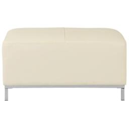 Wyld and Coco Aurea Beige Genuine Leather Ottoman Footstool - Minimalist Rectangular - thumbnail 3