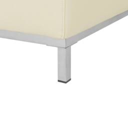 Wyld and Coco Aurea Beige Genuine Leather Ottoman Footstool - Minimalist Rectangular - thumbnail 5