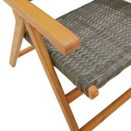 Berkfield Home Reclining Garden Chairs 8 pcs Grey Poly Rattan & Solid Wood - thumbnail 8