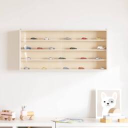 Berkfield Home Wall Display Cabinet with Doors 80x8.5x37 cm in Cream - thumbnail 3