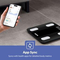 Geepas Smart Bluetooth Body Weighing Scale with 14 Health Metrics & LED Display 180kg/400lb Capacity in Black - thumbnail 8