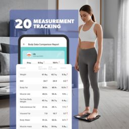Geepas Smart Bluetooth Body Weighing Scale with 14 Health Metrics & LED Display 180kg/400lb Capacity in Black - thumbnail 4