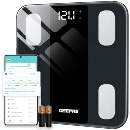 Geepas Smart Bluetooth Body Weighing Scale with 14 Health Metrics & LED Display 180kg/400lb Capacity in Black