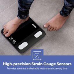 Geepas Smart Bluetooth Body Weighing Scale with 14 Health Metrics & LED Display 180kg/400lb Capacity in Black - thumbnail 6