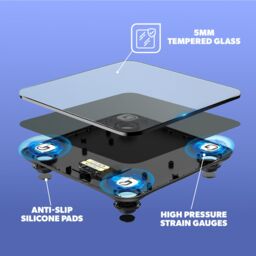 Geepas Smart Bluetooth Body Weighing Scale with 14 Health Metrics & LED Display 180kg/400lb Capacity in Black - thumbnail 3
