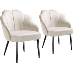 tectake Accent Chair Hellen Set Of 2 - Cream/Black in Cream - Size: 2 Pack - thumbnail 1