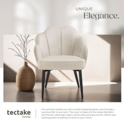 tectake Accent Chair Hellen Set Of 2 - Cream/Black in Cream - Size: 2 Pack - thumbnail 5