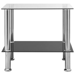 Berkfield Home Side Table Transparent 45x50x45 cm Tempered Glass in Clear - Size: 45 x 50 x 45 cm - thumbnail 2