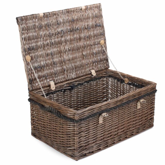 Red Hamper Wicker 62cm Antique Wash Picnic Basket in Grey - image 1