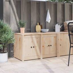 Berkfield Home Outdoor Kitchen Cabinet 106x55x64 cm Solid Wood Pine in Light Tan - Size: 106 x 55 x 64 cm - thumbnail 2