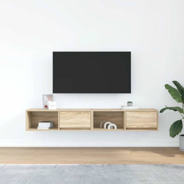 Berkfield Home TV Cabinets 2 pcs Sonoma Oak 80x31x25.5 cm Engineered Wood in Natural - image 1